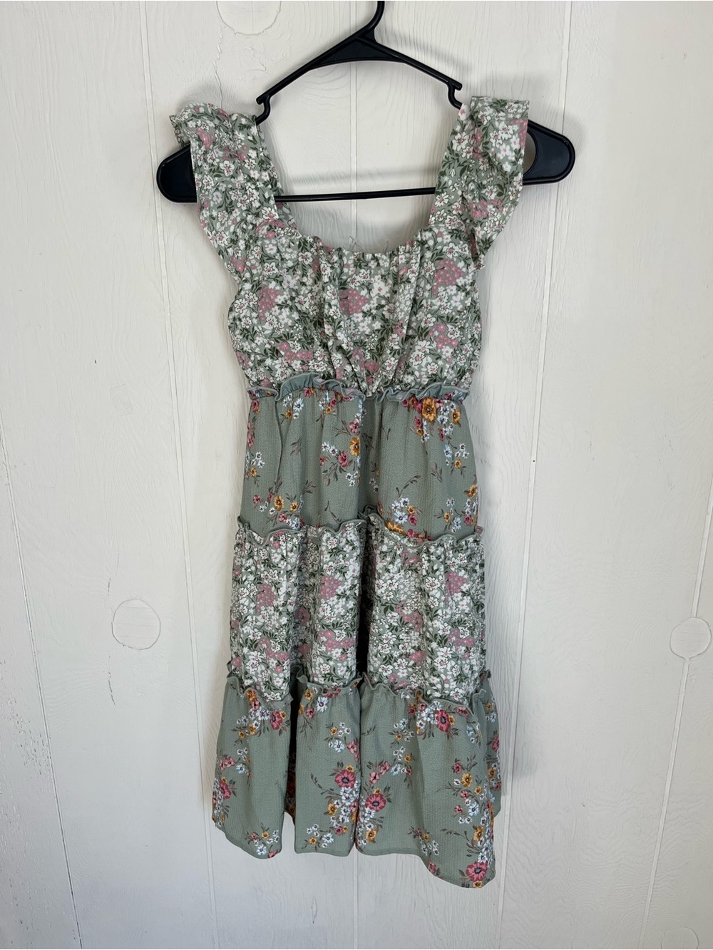 Girls Green Floral Dress